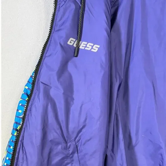 GUESS Men's Eco Elvis Reversible Logo-Print Puffer Jacket purple/blue small $148 - Picture 9 of 13